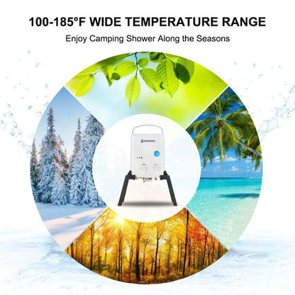 Warmwav® Outdoor Portable Water Heater w/ Stand & Storage Bag - White