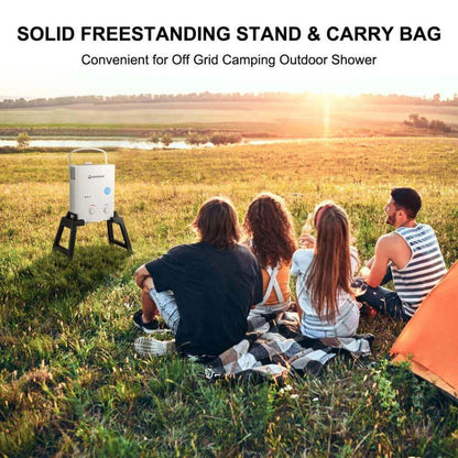 Warmwav® Outdoor Portable Water Heater w/ Stand & Storage Bag - White