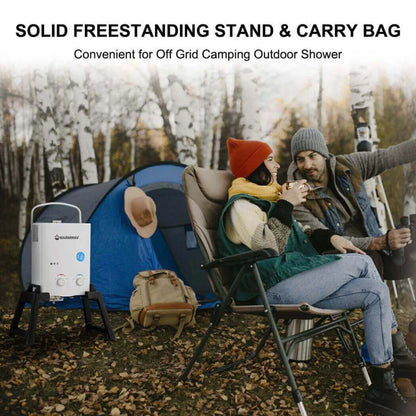 Warmwav® Outdoor Portable Water Heater w/ Stand & Storage Bag - White