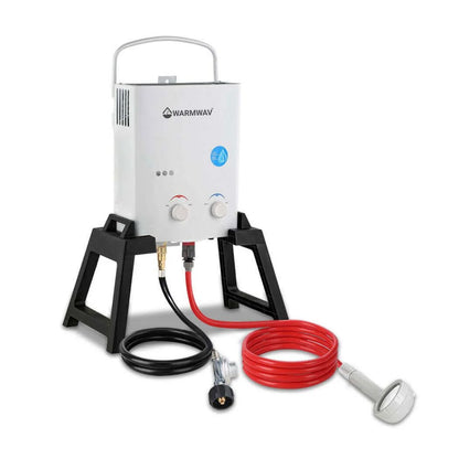 Warmwav® Outdoor Portable Water Heater w/ Stand & Storage Bag - White