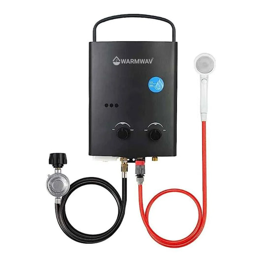 Warmwav 5L 1.32 GPM Outdoor Portable Propane Tankless Water Heater - Black